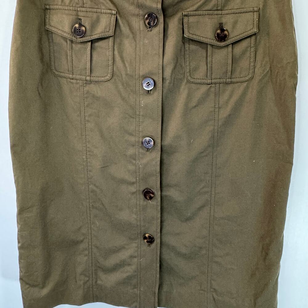 Talbots Brown Button Front Straight Cotton Skirt Sz 12 - Picture 7 of 7